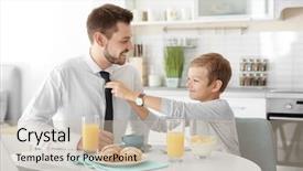  Presentation with father son and looking - Beautiful slide set featuring dads tie - father with son having breakfast backdrop and a soft green colored foreground