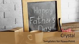  Presentation with brick wall - Theme with dads tie - happy father's day inscription background and a coral colored foreground