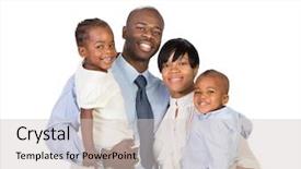  Presentation with portrait happy family smiling - Colorful slide deck enhanced with dads tie - portrait of happy smiling african backdrop and a light gray colored foreground