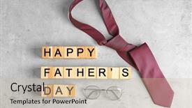  Presentation with light - Theme featuring dads tie - wooden cubes necktie and glasses background and a soft green colored foreground