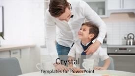  Presentation with helping - PPT layouts enhanced with dads tie - young father helping his little background and a soft green colored foreground