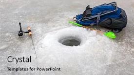  Presentation with winter ice - Colorful slide deck enhanced with daep - ice fishing in winter backdrop and a  colored foreground