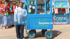  Presentation with street food - PPT theme featuring dahab-egypt-january-29-2011 background and a teal colored foreground