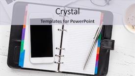  Presentation with flower office desk table - Slide deck enhanced with daily calendar - office workplace table with supplies background and a lemonade colored foreground