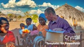  Presentation with village - Slides consisting of daily-life-in-a-village background and a violet colored foreground