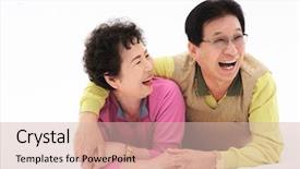  Presentation with old people - PPT theme featuring daily life of old people background and a soft green colored foreground