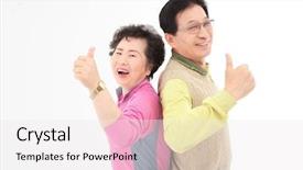  Presentation with old people - Audience pleasing PPT theme consisting of daily life of old people backdrop and a white colored foreground