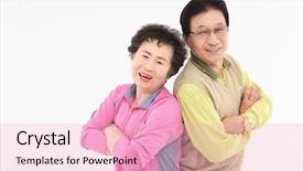  Presentation with old people - Slide set featuring daily life of old people background and a lemonade colored foreground