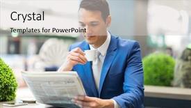  Presentation with coffee - Amazing slides having daily management - young manager having a coffee backdrop and a light gray colored foreground