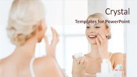  Presentation with home care - Colorful slides enhanced with daily routine - beauty skin care and people backdrop and a sky blue colored foreground