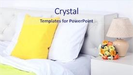  Presentation with soft drink mango - Amazing PPT theme having daily routine - comfortable soft bed with pillows backdrop and a  colored foreground