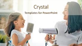  Presentation with mother child - Audience pleasing PPT theme consisting of daily routine - happy family mother and daughter backdrop and a cream colored foreground