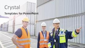  Presentation with shipping - Cool new presentation theme with daily scene in a shipping port backdrop and a light gray colored foreground