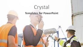  Presentation with shipping - PPT theme with daily scene in a shipping port background and a white colored foreground