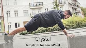  Presentation with daily routine - Presentation design with daily sport routine street training background and a light gray colored foreground