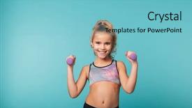  Presentation with exercises - PPT layouts featuring daily training - smiling little sports girl doing background and a light blue colored foreground