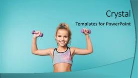  Presentation with exercises - Theme enhanced with daily training - smiling little sports girl doing background and a light blue colored foreground