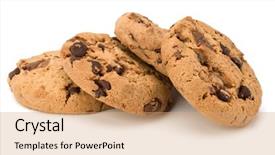  Presentation with chocolate chip cookies - Colorful presentation enhanced with dainty - chocolate chip cookies isolated backdrop and a coral colored foreground