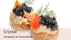  Presentation with caviar - Cool new presentation with dainty - delicious canapes with black caviar backdrop and a coral colored foreground