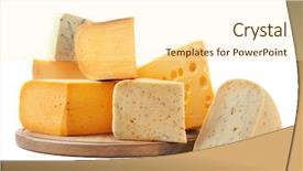  Presentation with white cheese - Theme enhanced with dainty - different types of delicious cheese background and a cream colored foreground