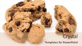  Presentation with chocolate chip cookie - Beautiful presentation featuring dainty - one broken chocolate chip cookie backdrop and a  colored foreground