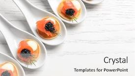  Presentation with black ceramic - Audience pleasing slides consisting of dainty - tasty appetizers with black caviar backdrop and a white colored foreground