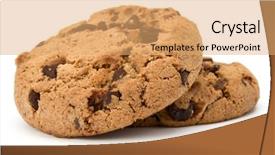  Presentation with chocolate chip cookies - PPT theme enhanced with dainty - two chocolate chip cookies isolated background and a coral colored foreground