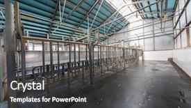  Presentation with hangar - Amazing presentation theme having roof agriculture - empty hangar with equipment backdrop and a dark gray colored foreground