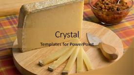  Presentation with cutting board - Presentation design featuring dairy desserts - french cantal aop cheese background and a yellow colored foreground