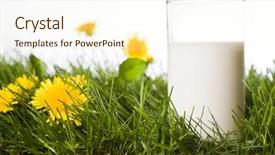  Presentation with dairy desserts - Amazing slides having dairy desserts - glass of milk isolated white backdrop and a cream colored foreground