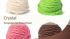  Presentation with dairy desserts - Beautiful presentation theme featuring dairy desserts - ice cream ball isolated backdrop and a cream colored foreground