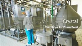  Presentation with dairy - PPT layouts enhanced with fermentation technology - dairy factory cheese food production background and a tawny brown colored foreground