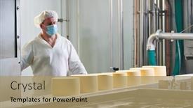  Presentation with dairy - Amazing slide deck having fermentation technology - dairy factory worker at cheese backdrop and a coral colored foreground
