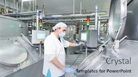  Presentation with dairy - Cool new theme with fermentation technology - dairy factory worker controlling cheese backdrop and a light gray colored foreground