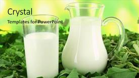  Presentation with milk dairy - Amazing PPT theme having dairy farm - pitcher and glass of milk backdrop and a  colored foreground
