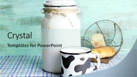  Presentation with dairy farm - PPT theme featuring dairy farm - retro still life with tasty background and a mint green colored foreground
