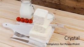  Presentation with white healthy food - PPT layouts consisting of dairy food fresh white greek background and a soft green colored foreground