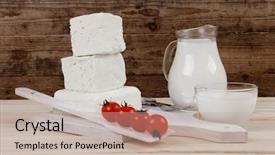  Presentation with white healthy food - Beautiful slides featuring dairy food fresh white greek backdrop and a coral colored foreground