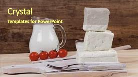  Presentation with dairy goat - Colorful slide deck enhanced with dairy food fresh white greek backdrop and a tawny brown colored foreground