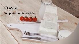  Presentation with white healthy food - PPT layouts consisting of dairy food fresh white greek background and a  colored foreground