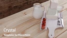  Presentation with white healthy food - Colorful PPT theme enhanced with dairy food fresh white greek backdrop and a coral colored foreground