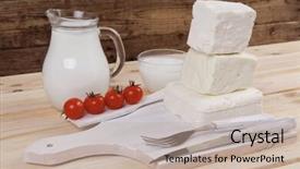  Presentation with dairy goat - Beautiful slides featuring dairy food fresh white greek backdrop and a mint green colored foreground