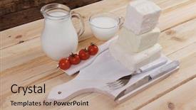  Presentation with dairy goat - Slide deck enhanced with dairy food fresh white greek background and a coral colored foreground