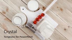  Presentation with white healthy food - Colorful slide deck enhanced with dairy food fresh white greek backdrop and a mint green colored foreground