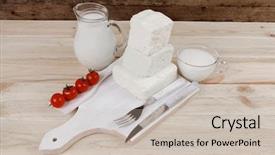  Presentation with white healthy food - Audience pleasing presentation design consisting of dairy food fresh white greek backdrop and a soft green colored foreground