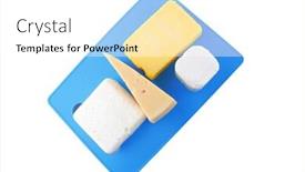  Presentation with dairy - PPT layouts having dairy food soft delicious cheeses on blue plastic board isolated over white background and a white colored foreground