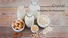  Presentation with milk dairy - Colorful presentation design enhanced with dairy-free-milk-drink backdrop and a light gray colored foreground