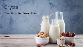 Presentation with milk dairy - PPT theme having dairy-free-milk-drink background and a light blue colored foreground