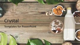  Presentation with milk dairy - Amazing PPT theme having dairy free milk substitute drink backdrop and a coral colored foreground
