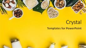  Presentation with milk dairy - Cool new theme with dairy free milk substitute drinks backdrop and a yellow colored foreground